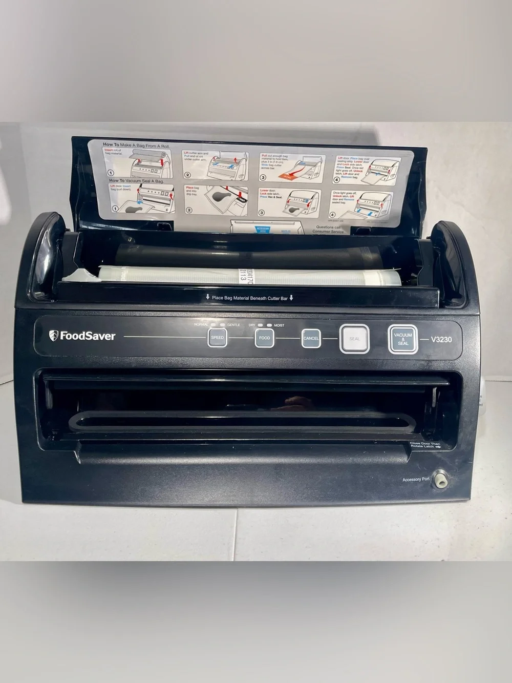 FoodSaver V3230 Vacuum Sealer System w/ Bag Roll & Accessory Hose Tested Works